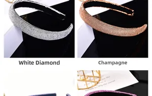 Détail des serre-têtes en argent et champagne avec ornements en strass étincelants