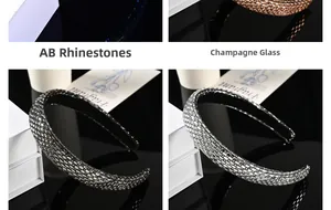 Détail de serre-têtes larges avec cristaux champagne et AB pour femmes