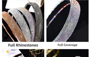 Détails d'un serre-tête large orné de strass brillants en quatre coloris élégants
