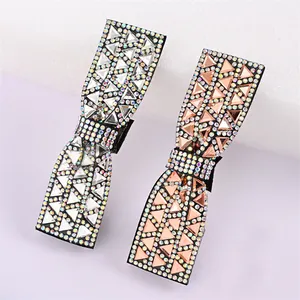 Barrettes à cheveux nœud avec strass étincelants en argent et or rose pour femmes