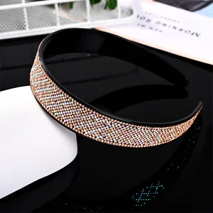 Funkelndes Strass-Stirnband in Champagner mit rutschfesten Zähnen für Damen