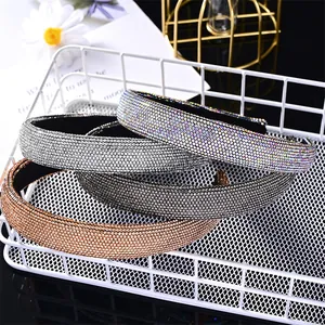 Diadema Acolchada de Lujo Barroco con Strass Completo para Mujer Vintage de Borde Ancho Fruncido Cristal Banda para el Cabello Fiesta Boda Accesorios para el Cabello