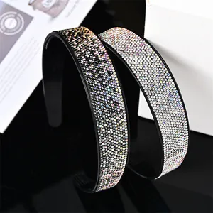 French vintage rhinestone headband with gradient crystals and anti-slip teeth design