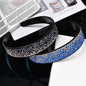 Close-up of non-slip rhinestones headbands with colorful crystals and inner grip teeth