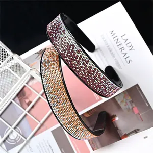 French vintage rhinestone headband set with purple and orange gradient sparkling crystals