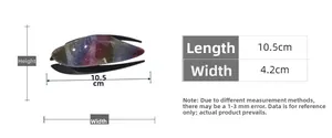 Detailed size chart showing a 10.5cm large acrylic hair claw with purple galaxy glitter