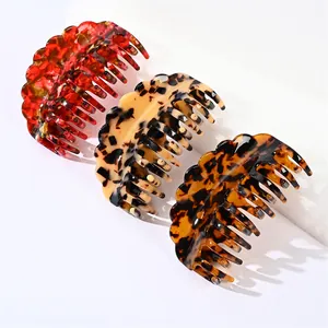 Set de tres pinzas para el cabello de acetato vintage con patrones de carey y ámbar