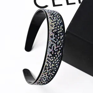 Macro shot of French vintage gradient rhinestone headband with luxury sparkling crystals