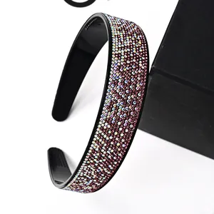 Detail of French vintage rhinestone headband with anti-slip teeth and sparkling finish