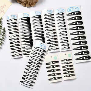 Juego de pinzas para el cabello negras minimalistas y horquillas en tarjetas