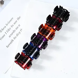 Mini resin hair claw clips set of six in burgundy navy and orange glossy finish