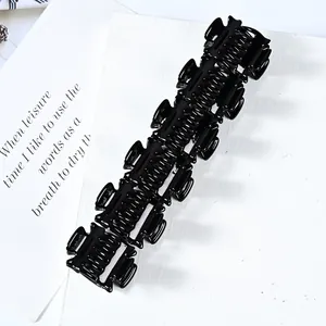 Glossy black long hair claw clip with multiple teeth for thick hair styling