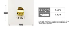 Gedetailleerde maattabel voor 1,5cm mini gouden metalen haarklem met afmetingen