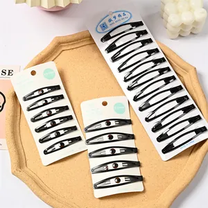 Juego de horquillas grandes BB negras de metal en tarjetas blancas para mujer