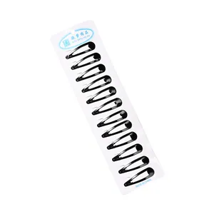 Set de 12 pinzas para el cabello grandes negras en forma de gota en tarjeta
