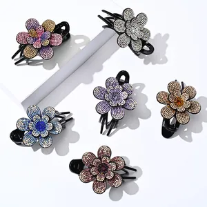 Pinza para el Cabello de Flor con Brillantes de Estilo Coreano Elegante Horquilla de Resina Antideslizante para Mujer Accesorios Diarios