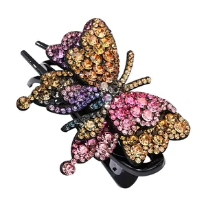 Molla per capelli a farfalla scintillante con strass colorati e design elegante in 3D
