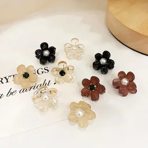 Mini pinzas para el cabello con diseño floral en varios colores y perlas