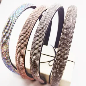 Lot de serre-têtes rembourrés en strass brillants en bleu, or rose, argent et gris