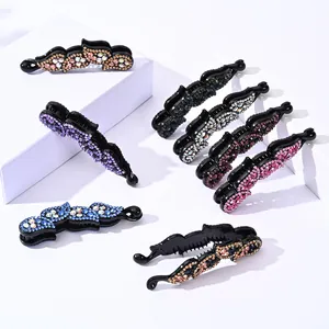 Barrette à Cheveux Banane en Strass Style Coréen Grande Pince à Cheveux Ondulée Élégante Cristal Accessoires de Coiffure pour Femmes