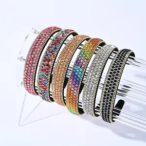 Lot de six bandeaux larges en strass brillants de couleurs assorties pour femmes