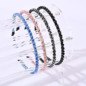 Diademas retro francesas con cuentas de cristal en azul, rosa, plata y negro