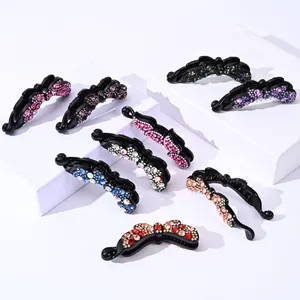 Elegante Fermaglio a Banana con Fiocco in Strass Scintillanti in Resina Grande Artiglio per Capelli da Donna Accessori