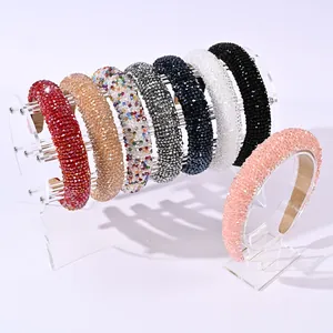 Lot de serre-têtes larges en cristal multicolore brillant avec strass étincelants