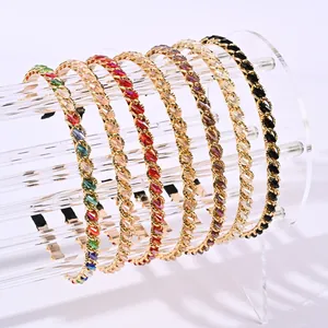 Serre-tête en Cristal de Strass Style Coréen Pour Femmes Serre-tête Tressé en Chaîne d'Alliage Doré de Luxe Accessoire de Mode