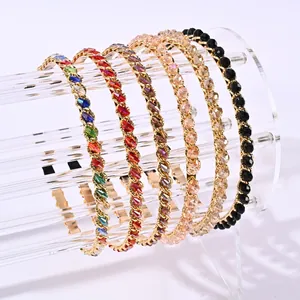 Lot de 6 serre-têtes en cristaux colorés sur chaîne dorée pour femmes élégantes