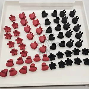 Mini Pinzas para el Cabello Mate Flocado Forma de Corazón Conejo Flor Pequeñas Horquillas para Mujer Niña Accesorios para el Cabello