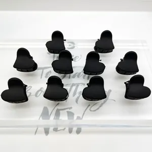 Pack de 10 mini pinzas de corazón negro mate para peinados y sujeción de flequillo