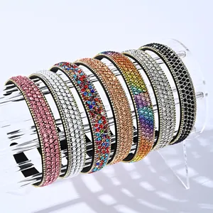 Serre-tête Large en Strass pour Femmes Bijoux de Luxe Antidérapant Bordure de Chaîne Accessoire de Cheveux pour Fête