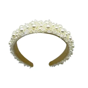 Diadema barroca francesa elegante con perlas hechas a mano y cristales brillantes