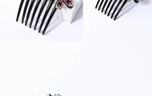 Macro detail of luxury butterfly hair comb with sparkling pink and purple rhinestones