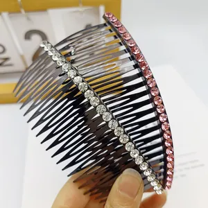 Sparkling crystal hair side comb in clear and pink rhinestones for elegant styling
