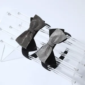Elegant Bow Rhinestone Headband For Women Sparkly Satin Hair Band Korean Style Fashion Hair Accessories Party Headpiece