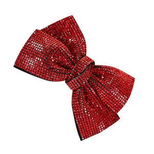 Barrette à cheveux nœud rouge élégante ornée de strass brillants pour un look de fête chic