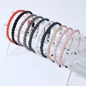 Handmade Braided Seed Bead Headband Minimalist Korean Style Non-slip Hair Band For Women Sweet Fashion Hair Accessories