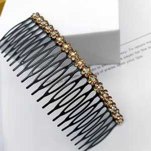 Elegant metal hair comb with champagne crystal flowers for sophisticated updos