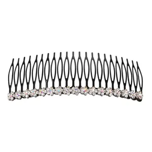 Elegant floral rhinestone metal hair comb with sparkling crystals for stylish hair styling