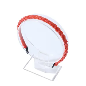 Handmade red beaded braid headband with slim non-slip design and woven texture