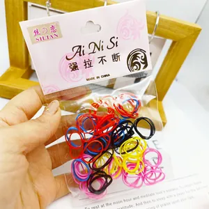 Colorful high elasticity disposable hair ties set in a hand-held clear package