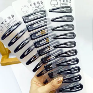 Lot de Pinces à Cheveux BB en Métal Noir Mat Brillant Barrettes Géométriques Carrées en Forme de Goutte d'Eau Minimalistes Accessoires de Coiffage Style Français Pour Femmes