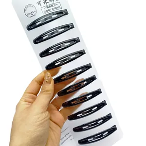 Lot de 10 barrettes cheveux en métal noir mat sur carte pour coiffage quotidien