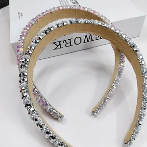 Macro detail of luxury baroque sponge headbands with sparkling rhinestones and pearls