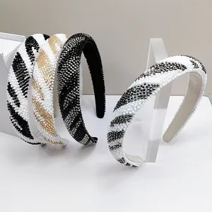 Cerchietto Imbottito con Perline Fatto a Mano da Donna Trama Geometrica Fascia Larga per Capelli Moda Quotidiana Gioielli