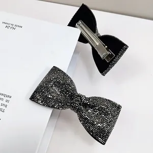 Lussuoso Fermaglio per Capelli con Fiocco e Strass Nero Elegante Fermaglio a Becco d'Anatra in Lega per Donna Accessori Capelli