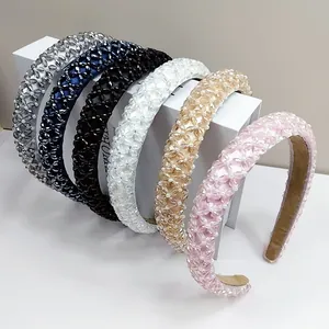 Barock Kristall Perlen Schwamm Stirnband Für Damen Luxus Strass Gepolstertes Haarband Elegante Mode Haarschmuck Haarband