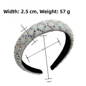 Detail of beaded headband with white pearls and sparkling colorful rhinestones